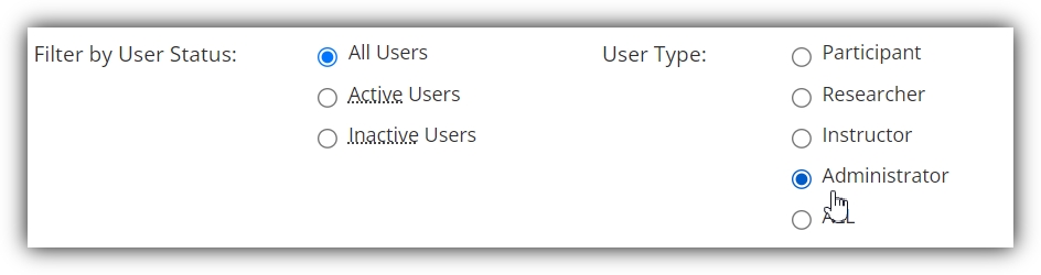 Filter User By Status Selection Options